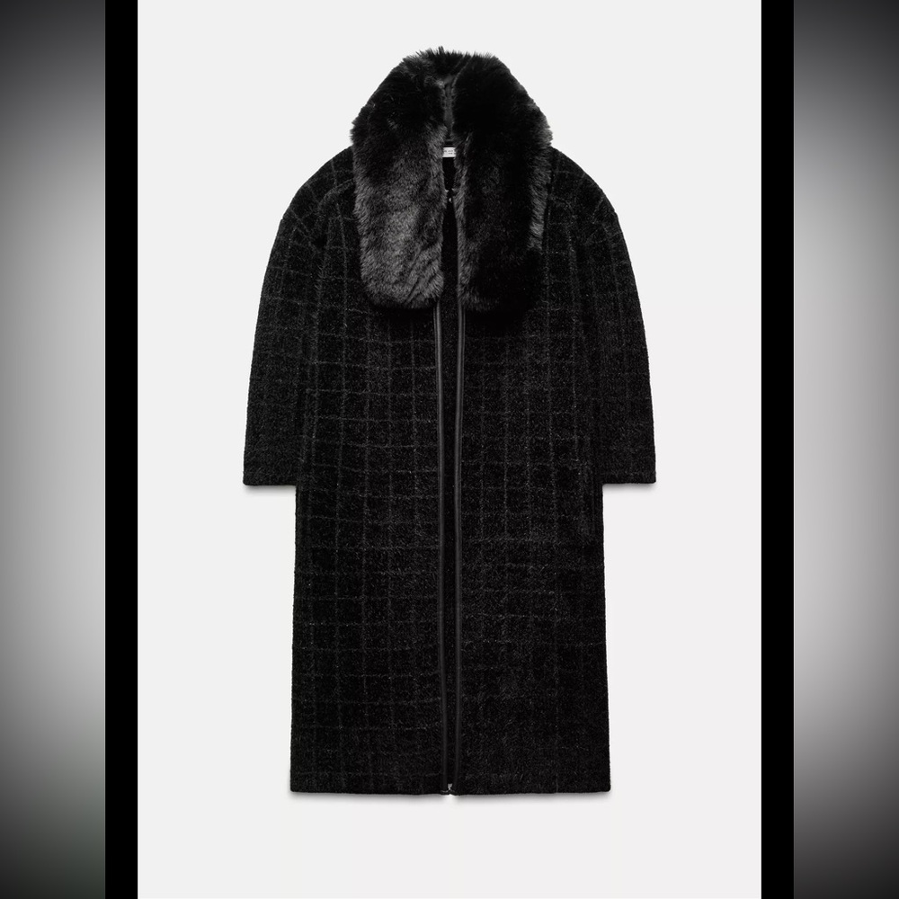 Brand new with tags-KNIT COAT WITH FAUX FUR COLLAR